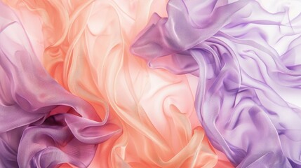 Gradient burst of colors resembling a silk ribbon dance in ethereal lavender and peach