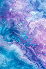 Ethereal fluid art with swirls of blue and purple, and bold accents creating a mesmerizing depth and flow