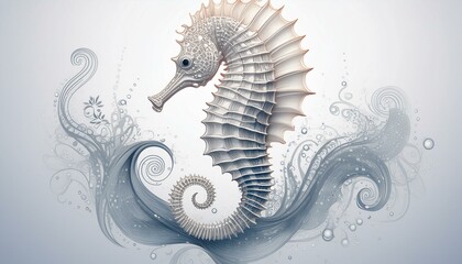 illustration of a dragon Elegant Seahorse: Minimalistic Zentangle-Like Vector Design"
