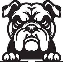 bulldog face - isolated outlined vector illustration