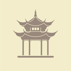 Ancient pavilion silhouette in hangzhou, China. pavilion on the west lake in hangzhou. Tourism concept.