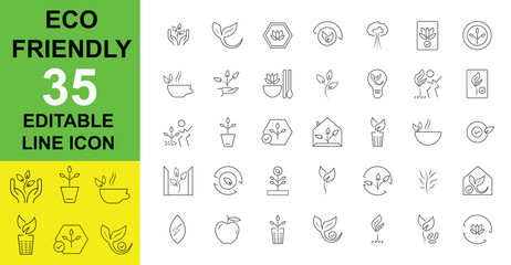 Eco friendly  premium flat line icon design co2 neutral, zero waste, green energy and global warming , green house effect editable vector line icon