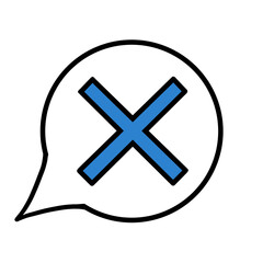 Obraz premium 吹き出し（バツ・青・左下）