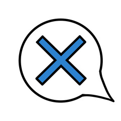 Obraz premium 吹き出し（バツ・青・線画なし・右下）