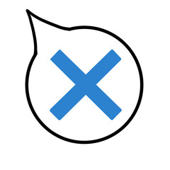 Obraz premium 吹き出し（バツ・青・線画なし・左上）