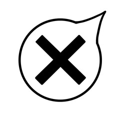 Obraz premium 吹き出し（バツ・黒・右上）