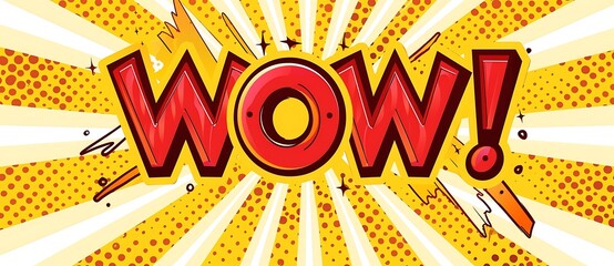  The image features a vibrant red "WOW" with a bright yellow background, giving it a dynamic and exciting feel.