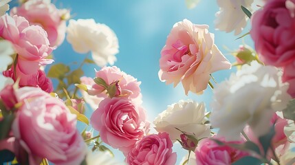 Fototapeta premium 空とバラの花
