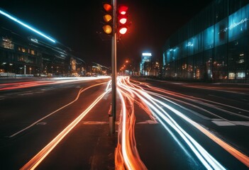 Fototapeta na wymiar 'traffic urban trails light motion effect road moving background abstract night midnight car exposure concept tied-up rush hour speed highway landscape beam rushing fast'