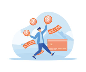Salary payment concept. Payroll, annual bonus, income, payout with paper calculator and people. flat vector modern illustration