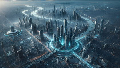 Futuristic Landscapes: Transport Your Audience to the Future with Visionary Views from Above for Technology, Urban Planning, and Sci-Fi Entertainment