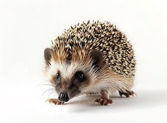 Fototapeta premium A cute baby hedgehog isolated on a white background 