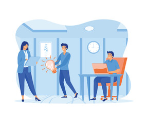 Online assistant at work. Promotion in the network. manager at remote work, searching for new ideas solutions. flat vector modern illustration