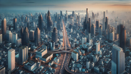 Explore Urban Landscapes: Aerial Views of City Sightseeing and Architecture Appreciation - obrazy, fototapety, plakaty