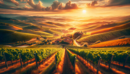 Vibrant Vineyards Aerial: Explore Lush Colors of Wine Regions | Wine Industry Promotion Photo Stock - obrazy, fototapety, plakaty