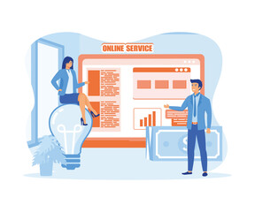 Employee loyalty online service or platform. Staff management, empolyee development and adaptation program. flat vector modern illustration