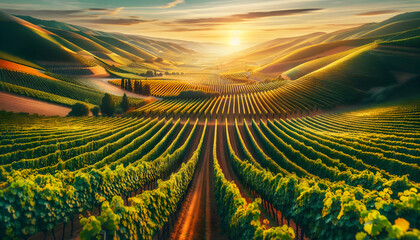 Vibrant Vineyards Aerial View: Explore Lush Colors of Winemaking Regions for Wine Industry Marketing - obrazy, fototapety, plakaty