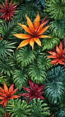 Fototapeta premium Background of tropical leaves