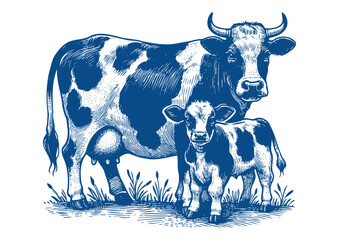 Cow vector. Hand drawn illustration
