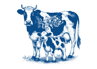 Cow vector. Hand drawn illustration