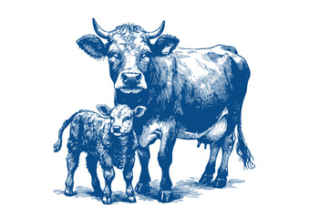 Cow vector. Hand drawn illustration