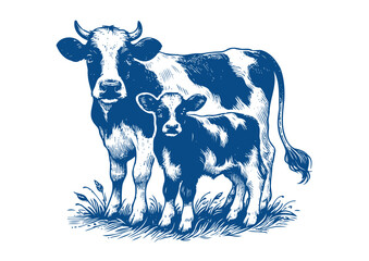 Cow vector. Hand drawn illustration