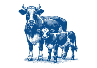 Cow vector. Hand drawn illustration