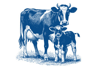 Cow vector. Hand drawn illustration