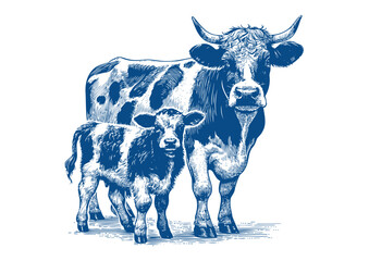 Cow vector. Hand drawn illustration