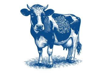 Cow vector. Hand drawn illustration