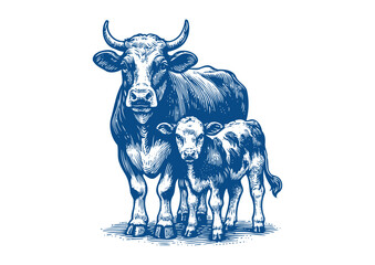 Cow vector. Hand drawn illustration