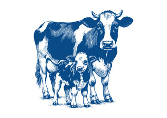 Cow vector. Hand drawn illustration