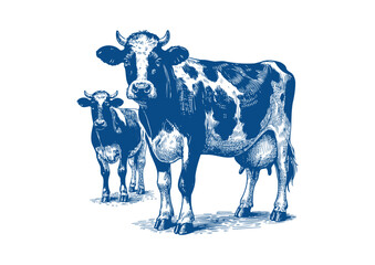 Cow vector. Hand drawn illustration