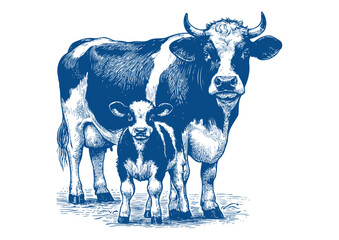 Cow vector. Hand drawn illustration