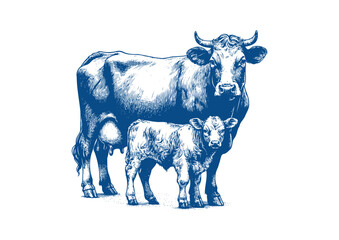Cow vector. Hand drawn illustration
