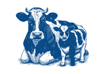 Cow vector. Hand drawn illustration