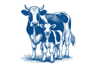 Cow vector. Hand drawn illustration