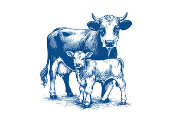 Cow vector. Hand drawn illustration