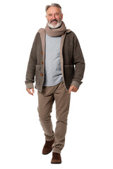 Fototapeta premium Fashionable Senior Man in Stylish Earth Tones Outfit