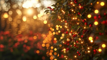 Seasonal Decor Festive Lights: A 3D vector illustration showcasing festive lights and lighting effects in seasonal decor