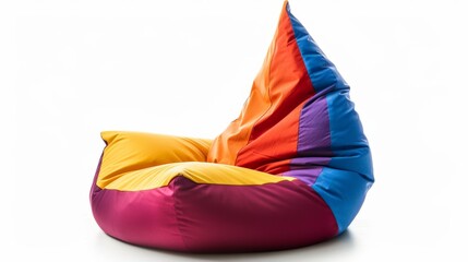 Vivid beanbag chair on white backdrop with space