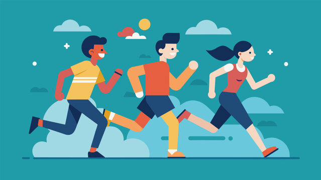 A running club for individuals with ADHD utilizing interval training and strategies for managing hyperactivity.. Vector illustration