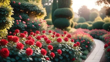 red roses in a garden
