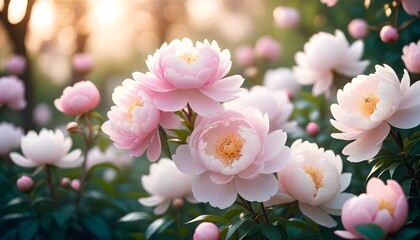 pink and white peonies, peony