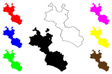Free municipal consortium of Caltanissetta (Italy, Italian Republic, Sicily region) map vector illustration, scribble sketch Province of Caltanissetta map