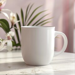 handle white mug mockup, 3d render,