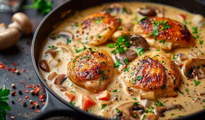 Creamy garlic mushroom chicken skillet meal for cozy dinners