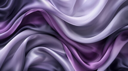 Grey and Plum Colored Silk Wave Abstract