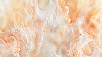 Luxurious High Definition Marble Look in Soft Peach and Pale White Alcohol Ink Swirls.