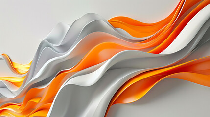 Flowing Wave Art in Pale Grey and Orange